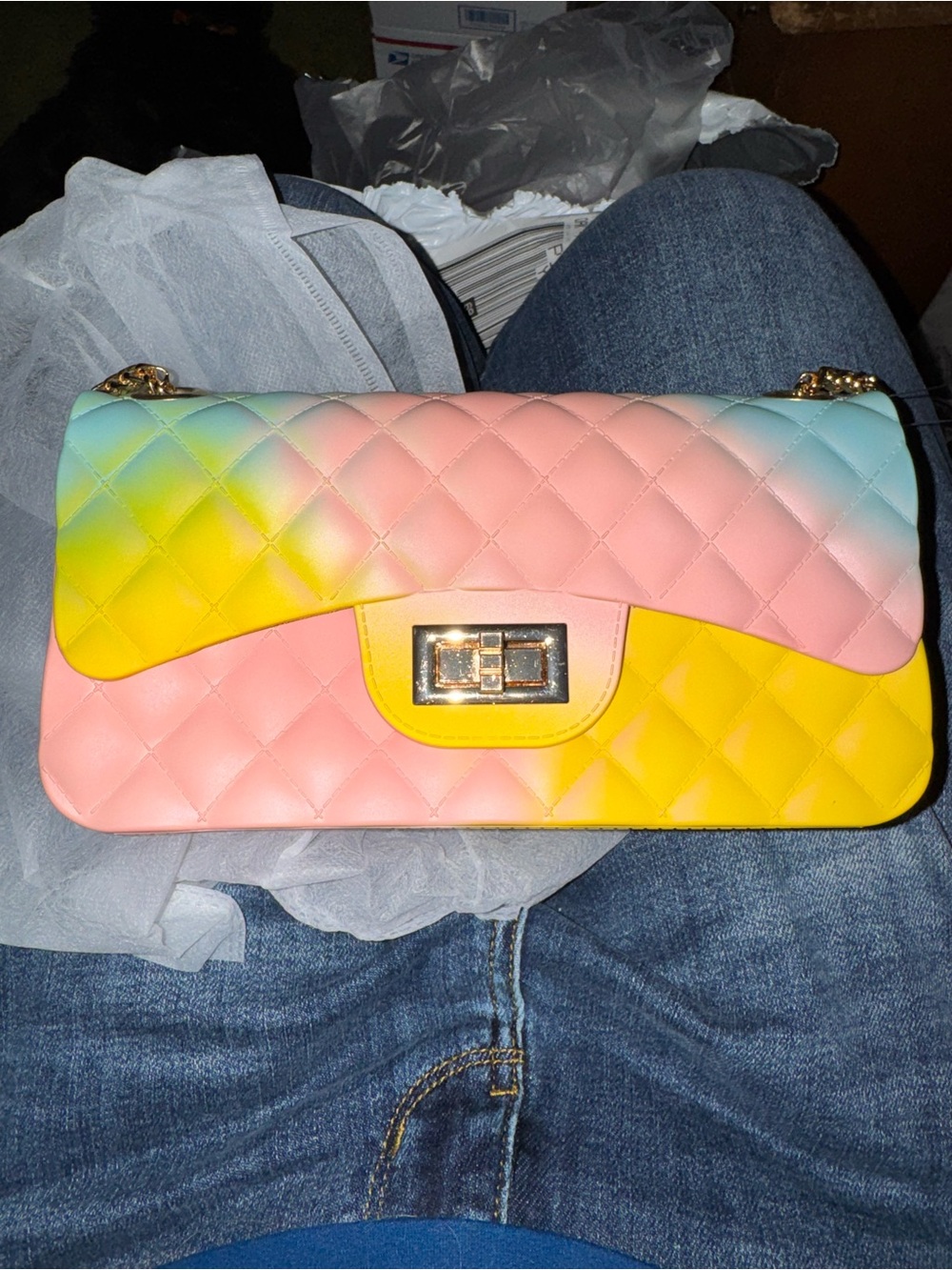 Pastel Ombre Jelly Quilted Shoulder Bag - plastic/rubber material - Picture 2 of 3